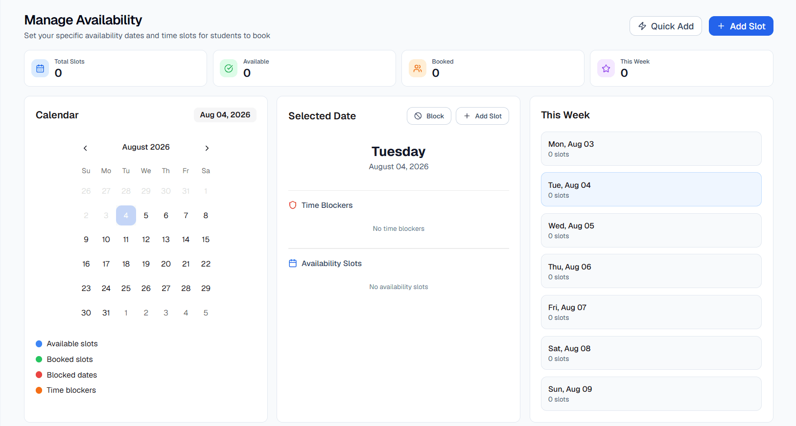 Availability Calendar